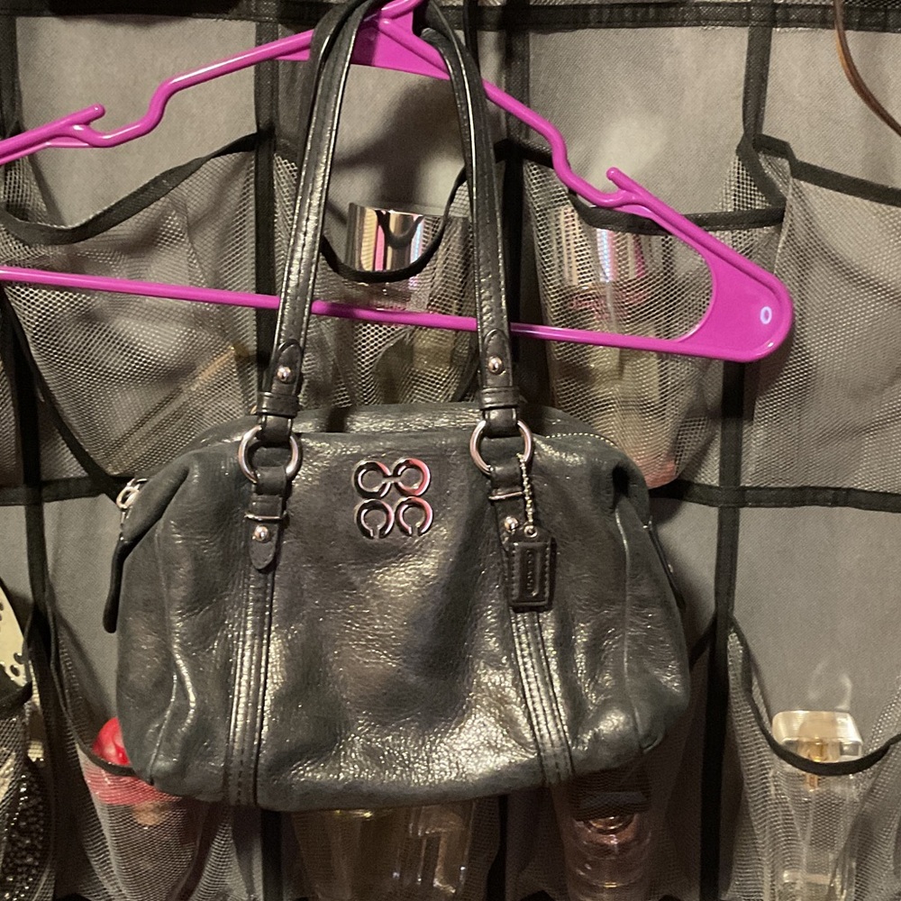 Coach Black Leather Julia Mini Duffle handbag